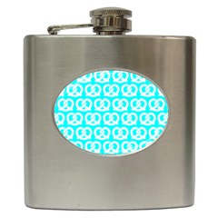 Aqua Pretzel Illustrations Pattern Hip Flask (6 Oz) by GardenOfOphir