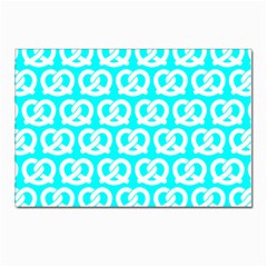 Aqua Pretzel Illustrations Pattern Postcards 5  X 7  (pkg Of 10) by GardenOfOphir