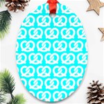 Aqua Pretzel Illustrations Pattern Oval Ornament (Two Sides) Front