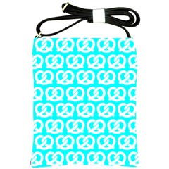 Aqua Pretzel Illustrations Pattern Shoulder Sling Bag by GardenOfOphir