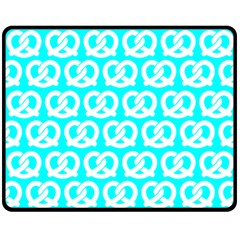 Aqua Pretzel Illustrations Pattern One Side Fleece Blanket (medium) by GardenOfOphir