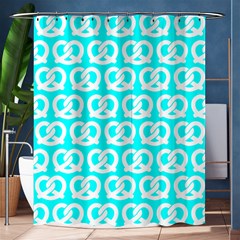 Aqua Pretzel Illustrations Pattern Shower Curtain 60  X 72  (medium)  by GardenOfOphir