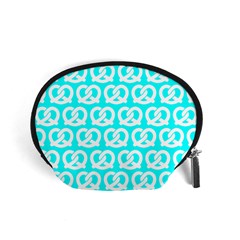 Aqua Pretzel Illustrations Pattern Accessory Pouch (small) by GardenOfOphir