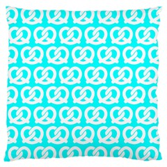 Aqua Pretzel Illustrations Pattern Large Premium Plush Fleece Cushion Case (two Sides) by GardenOfOphir