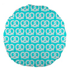 Aqua Pretzel Illustrations Pattern Large 18  Premium Flano Round Cushions by GardenOfOphir