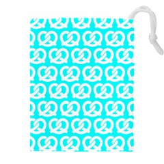 Aqua Pretzel Illustrations Pattern Drawstring Pouch (4xl) by GardenOfOphir