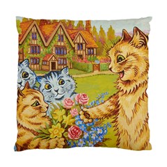 Louis Wain Cats Bouquet Satiny Throw Pillow Cover by VintageKitty