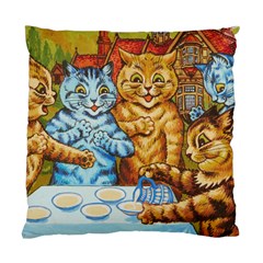 Louis Wain Cat Picnic Satiny Throw Pillow Cover by VintageKitty