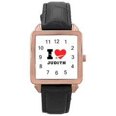 I Love Judith Rose Gold Leather Watch  by ilovewhateva