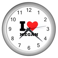 I Love Megan Wall Clock (silver) by ilovewhateva