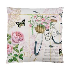 Bicycle And Roses Satiny Throw Pillow Cover by VintageKitty