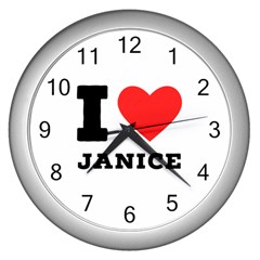 I Love Janice Wall Clock (silver) by ilovewhateva