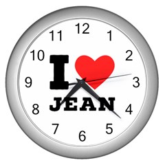 I Love Jean Wall Clock (silver) by ilovewhateva