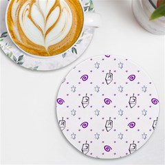 Background Hexagram Spiral Uv Print Round Tile Coaster by Semog4