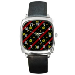 Background Pattern Texture Design Square Metal Watch by Semog4