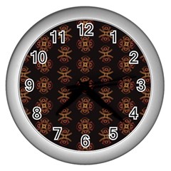 Pattern Floral Texture Icons Wall Clock (silver) by Semog4