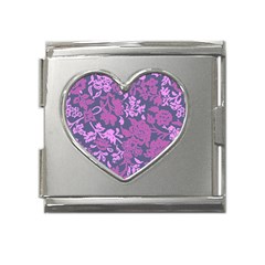 Background Pattern Flower Texture Mega Link Heart Italian Charm (18mm)