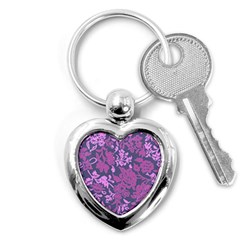 Background Pattern Flower Texture Key Chain (heart) by Semog4