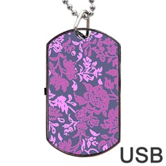 Background Pattern Flower Texture Dog Tag Usb Flash (one Side) by Semog4