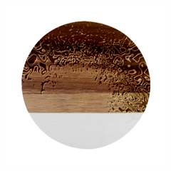 Psychedelic Retrovintage Colorful Marble Wood Coaster (round) by Semog4