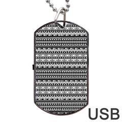 Tribal Zentangle Line Pattern Dog Tag Usb Flash (two Sides) by Semog4