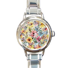 Flower Nature Floral Spring Round Italian Charm Watch by Semog4