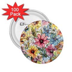 Flower Nature Floral Spring 2 25  Buttons (100 Pack)  by Semog4