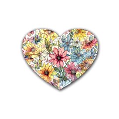 Flower Nature Floral Spring Rubber Heart Coaster (4 Pack) by Semog4