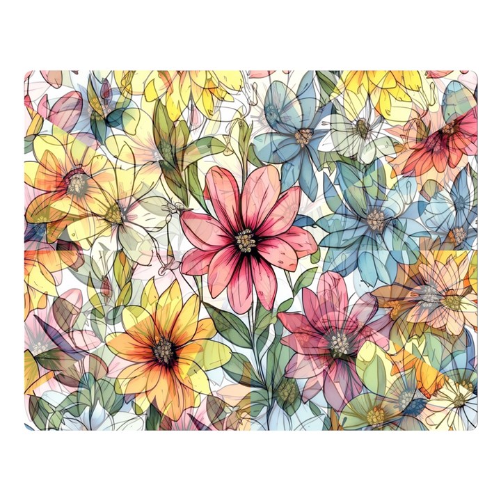 Flower Nature Floral Spring One Side Premium Plush Fleece Blanket (Large)