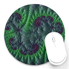 Fractal Floral Background Planetary Round Mousepad by Semog4