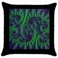 Fractal Floral Background Planetary Throw Pillow Case (black) by Semog4