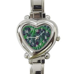 Fractal Floral Background Planetary Heart Italian Charm Watch by Semog4