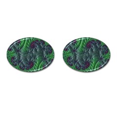 Fractal Floral Background Planetary Cufflinks (oval) by Semog4