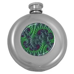 Fractal Floral Background Planetary Round Hip Flask (5 Oz) by Semog4