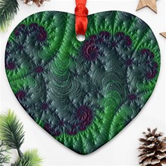 Fractal Floral Background Planetary Heart Ornament (two Sides) by Semog4