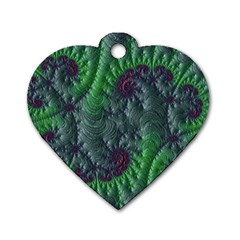 Fractal Floral Background Planetary Dog Tag Heart (one Side) by Semog4