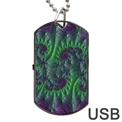 Fractal Floral Background Planetary Dog Tag Usb Flash (one Side) by Semog4