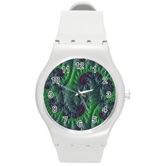 Fractal Floral Background Planetary Round Plastic Sport Watch (m) by Semog4