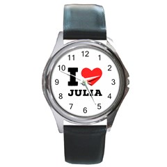 I Love Julia  Round Metal Watch by ilovewhateva