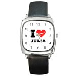 I love Julia  Square Metal Watch Front