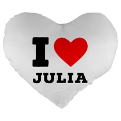 I Love Julia  Large 19  Premium Flano Heart Shape Cushions by ilovewhateva