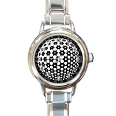 Sphere Spherical Circular Monochrome Circle Art Round Italian Charm Watch by Jancukart