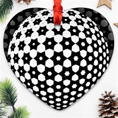 Sphere Spherical Circular Monochrome Circle Art Ornament (heart)