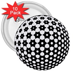 Sphere Spherical Circular Monochrome Circle Art 3  Buttons (10 Pack) 