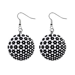 Sphere Spherical Circular Monochrome Circle Art Mini Button Earrings by Jancukart