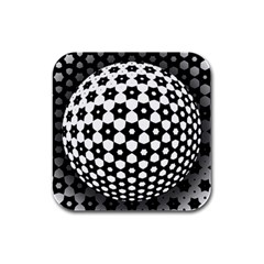 Sphere Spherical Circular Monochrome Circle Art Rubber Square Coaster (4 Pack)