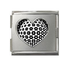 Sphere Spherical Circular Monochrome Circle Art Mega Link Heart Italian Charm (18mm) by Jancukart