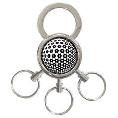 Sphere Spherical Circular Monochrome Circle Art 3-ring Key Chain