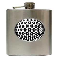 Sphere Spherical Circular Monochrome Circle Art Hip Flask (6 Oz)