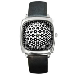 Sphere Spherical Circular Monochrome Circle Art Square Metal Watch